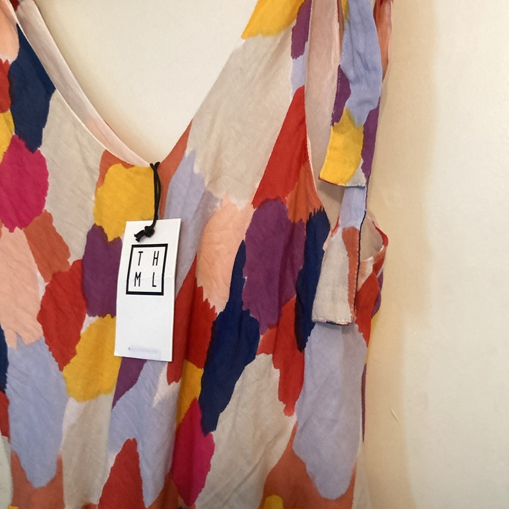 THML| Mabli Multicolored Tiered Maxi Dress 100% Cotton| Sz Lg. NWT - Picture 6 of 11
